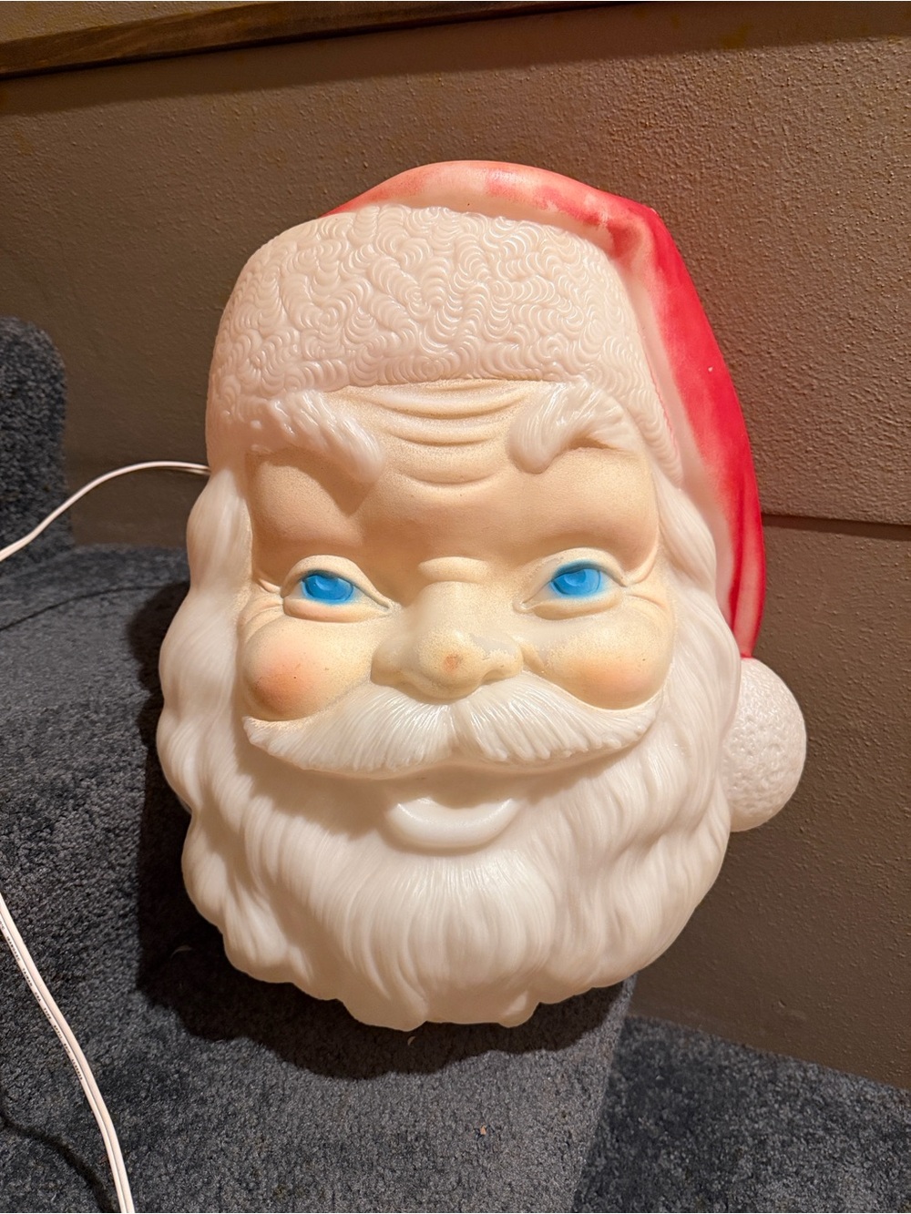 Vtg 1968 Empire Plastic Santa Claus Head Face Blow Mold 17”